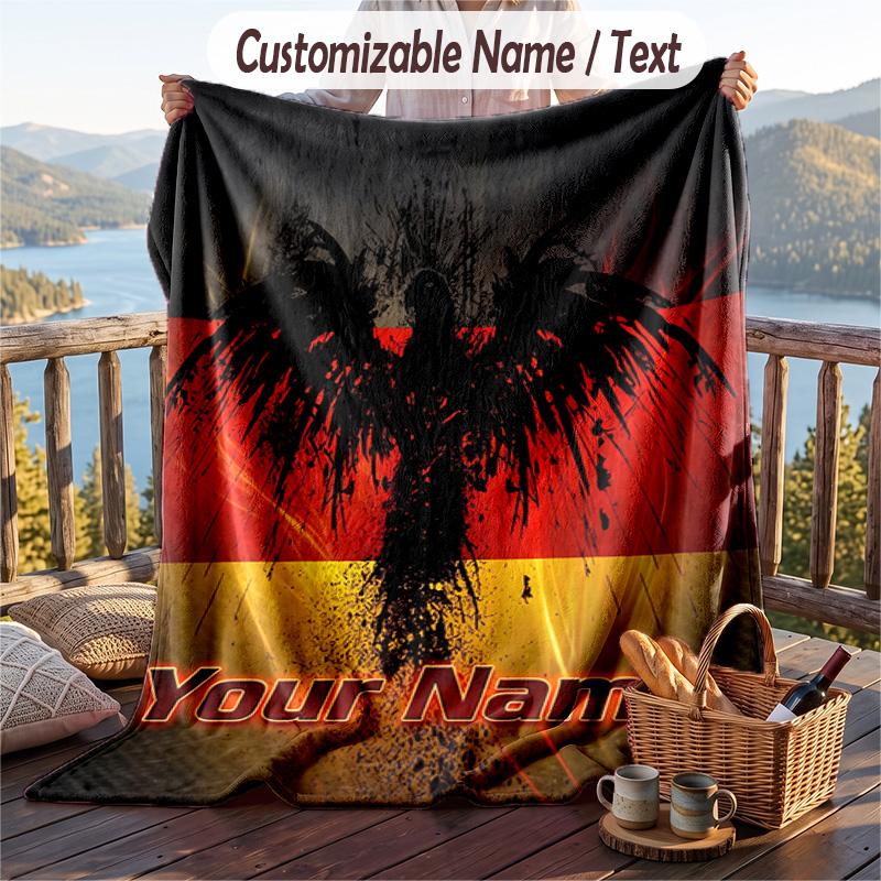 Flannel Blanket Germany national football team Print Custom Name Text Soft Throw for Sofa Bed