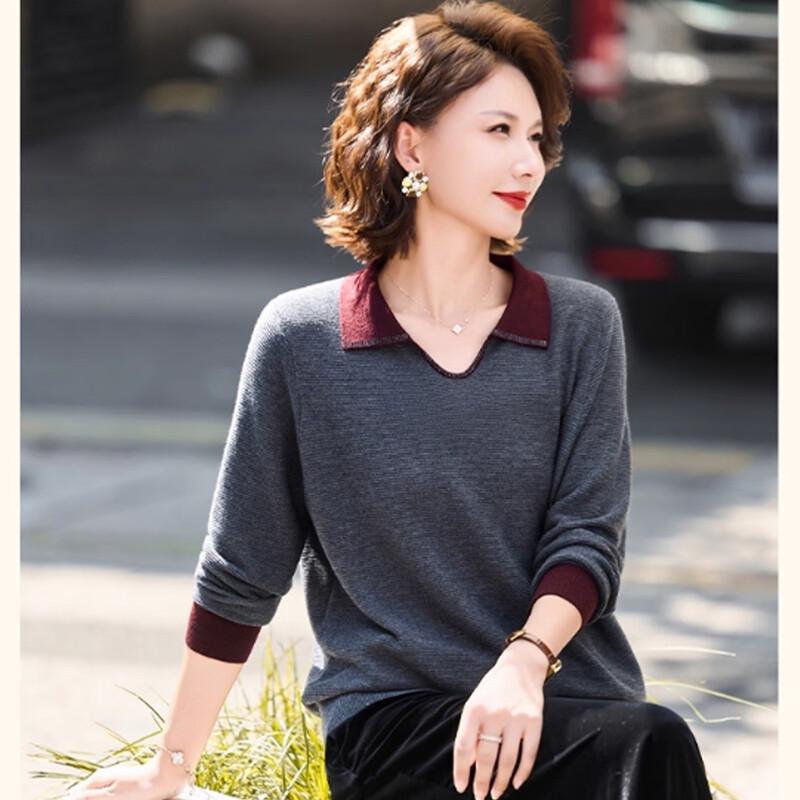 

Jianhu Mid-Aged Women s Spring Autumn Knit Sweater 2XL
