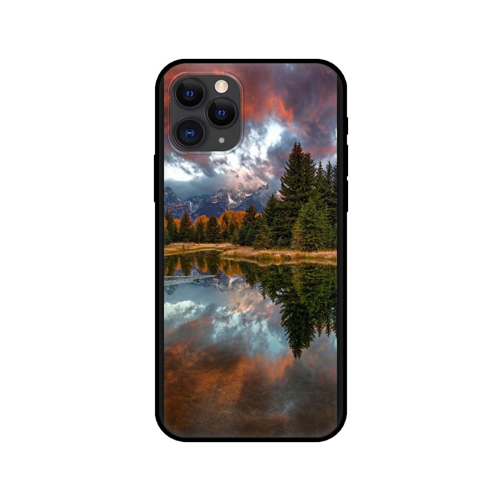 Black tpu case for iphone 5 5s se 2020 6 6s 7 8 plus x 10 XR XS 11 12 mini pro MAX back cover Winter Snow Mountain Scene