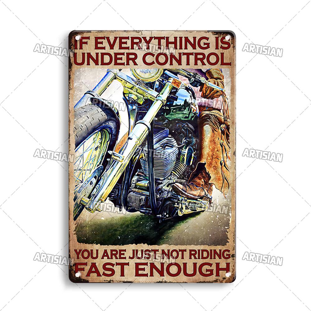 Artisian Motorcycle Metal Poster Motorbike Tin Plaque Racing Riding Decorative Plate Wall Decor Garage Bar Pub Club Hotel Cafe