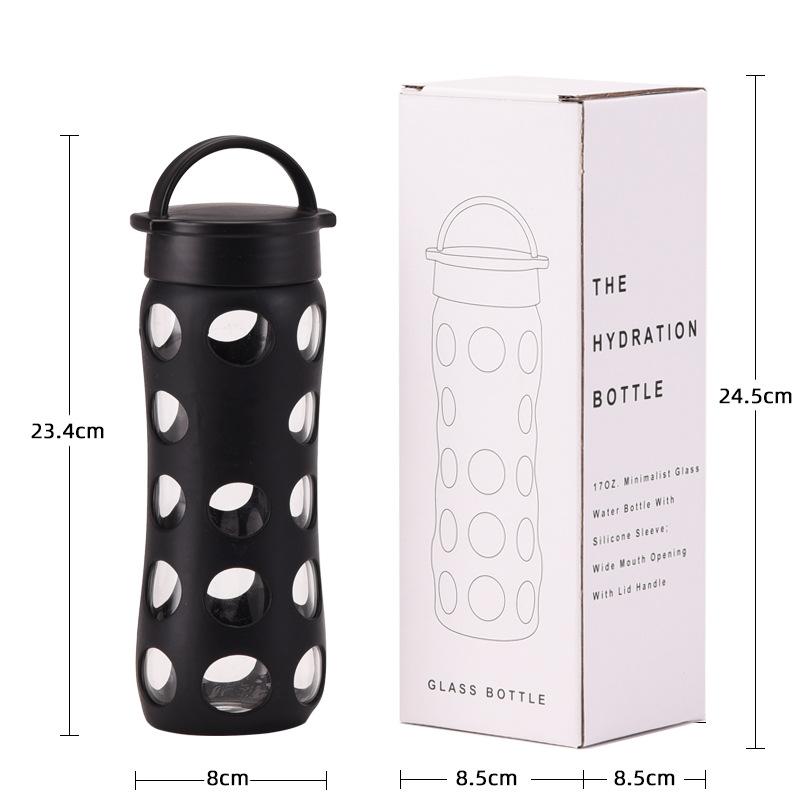 Large Capacity High Borosilicate Thermal Insulation Silicone Sleeve Glass Unisex Student Portable Water Cup