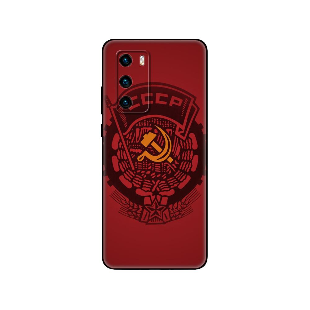 Black Tpu Case For Huawei P30 Lite P30 Pro P40 Case For Huawei P40 LITE E P Smart 2020 Case Cover Soviet Union USSR Grunge Flag