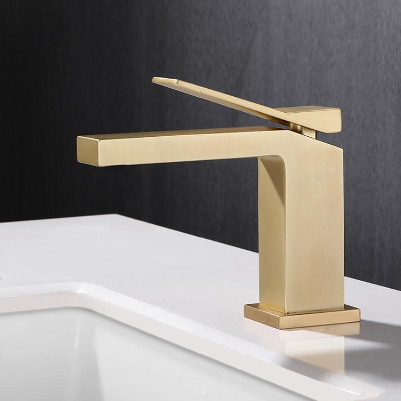 New Basin Faucet Bathroom Hot Cold Brush Gold Sink Mixer Crane Decked Single Lever Black Tap Mixer Brass Water Faucet
