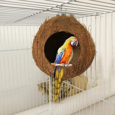 Creative Pet Bird Parrot Natural Coconut Shell Nest Small Animals Comfortable Bed
