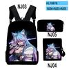 Classic VTuber Silvervale Anime 3D Print 3pcs/Set Pupil School Bags Laptop Daypack Backpack Inclined Shoulder Bag Pencil Case