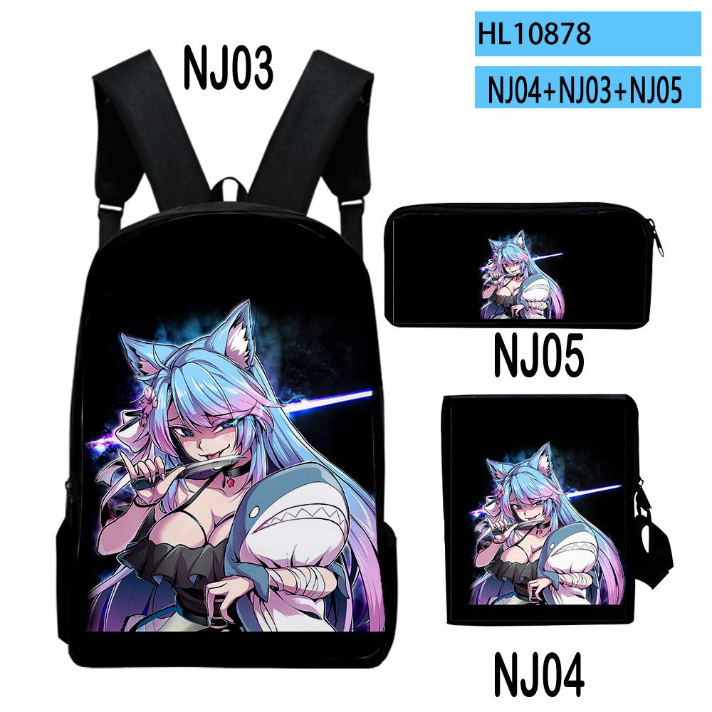 Classic VTuber Silvervale Anime 3D Print 3pcs/Set Pupil School Bags Laptop Daypack Backpack Inclined Shoulder Bag Pencil Case