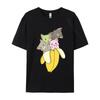 Banane Katze Niedliches T-Shirt Herren Retro Baumwolle T-Shirts Niedliche T-Shirts Mann T-Shirt Oversized Mode Graues Hemd Grafik-T-Shirt