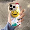 Phone Case: 2D flat lambskin suitable for iPhone 18, 17, 16, 15, 14, 13 Pro film protective case,smiley bubble, Christmas and Halloween gift