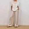White Relaxed Fit Top and High Waist Wide Leg Pants Set