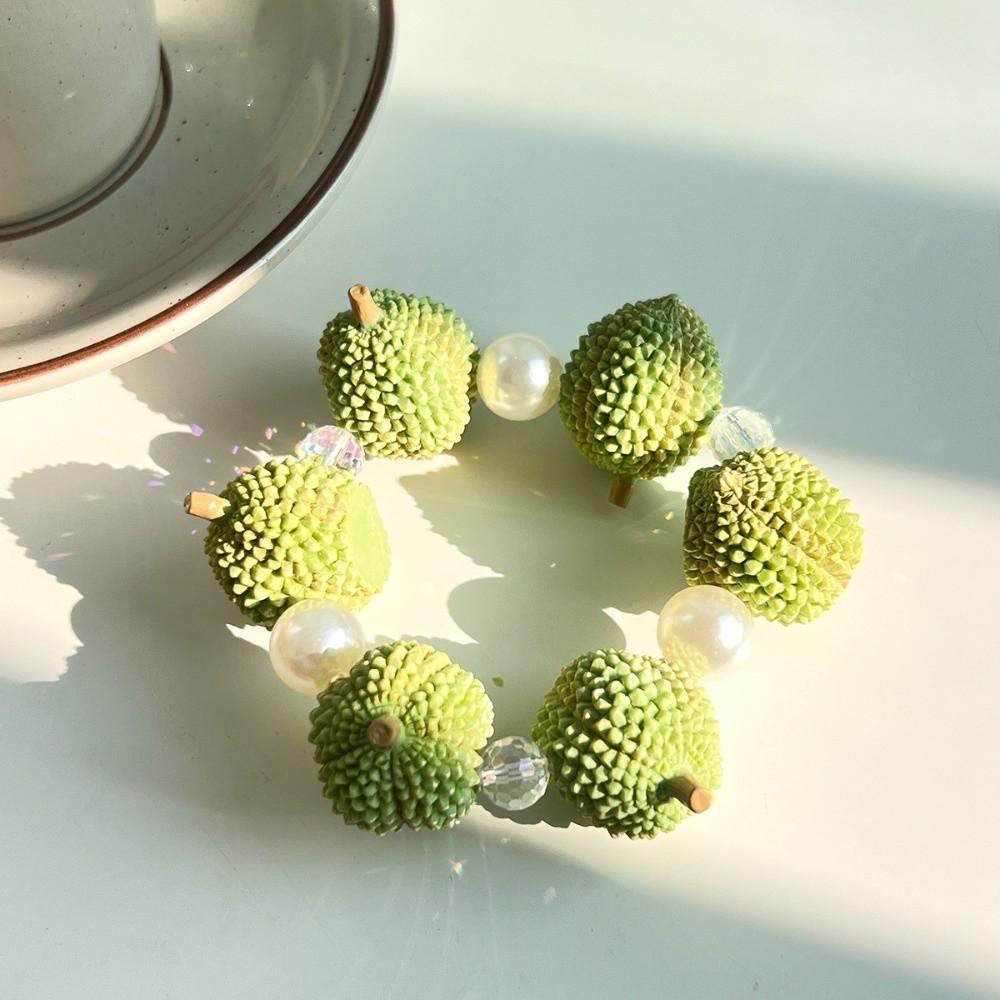 Colorful 3D Fruit Elastic Bangle Resin Exaggerated Bracelet Unique Beaded Bracelet  Women