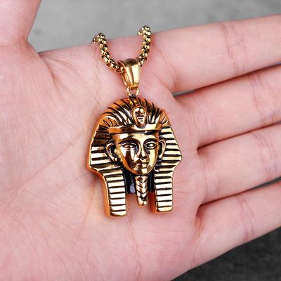 Égypte Pharaon Long Colliers Homme Pendentif Chaîne Punk Hip Hop pour Petit Ami Homme Bijoux Acier Inoxydable Créativité Cadeau Vente en Gros