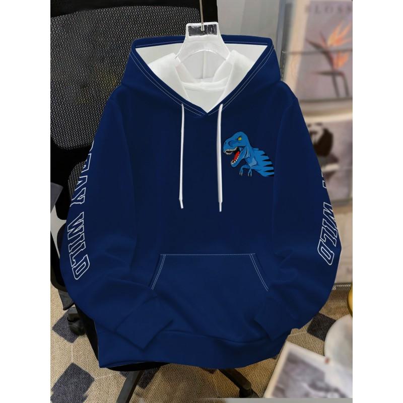 Mens Hooded Sweatshirt Soccer Print Breathable Loose Fit Casual Wear