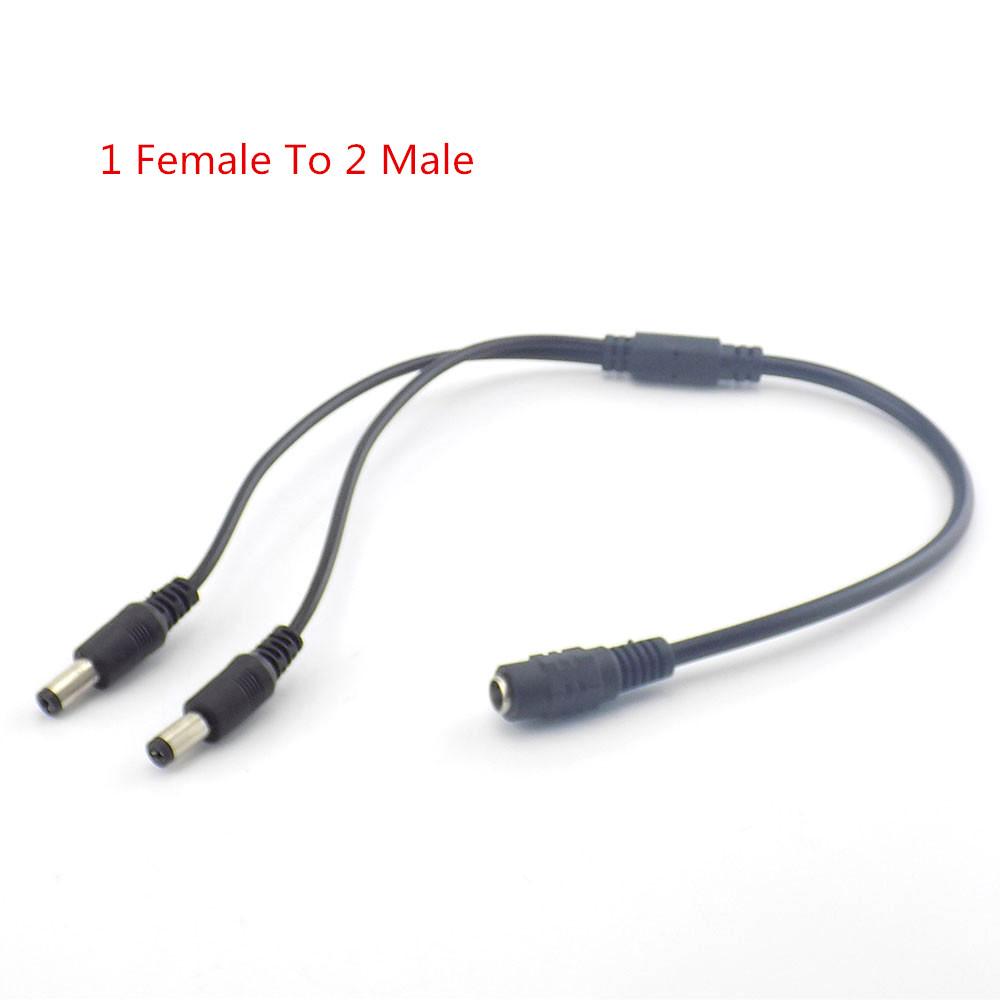 1 To 2 Way Power Splitter Cable CCTV Pickup Microphone Audio Sound DC RCA Male Connector Monitoring for CCTV Camera