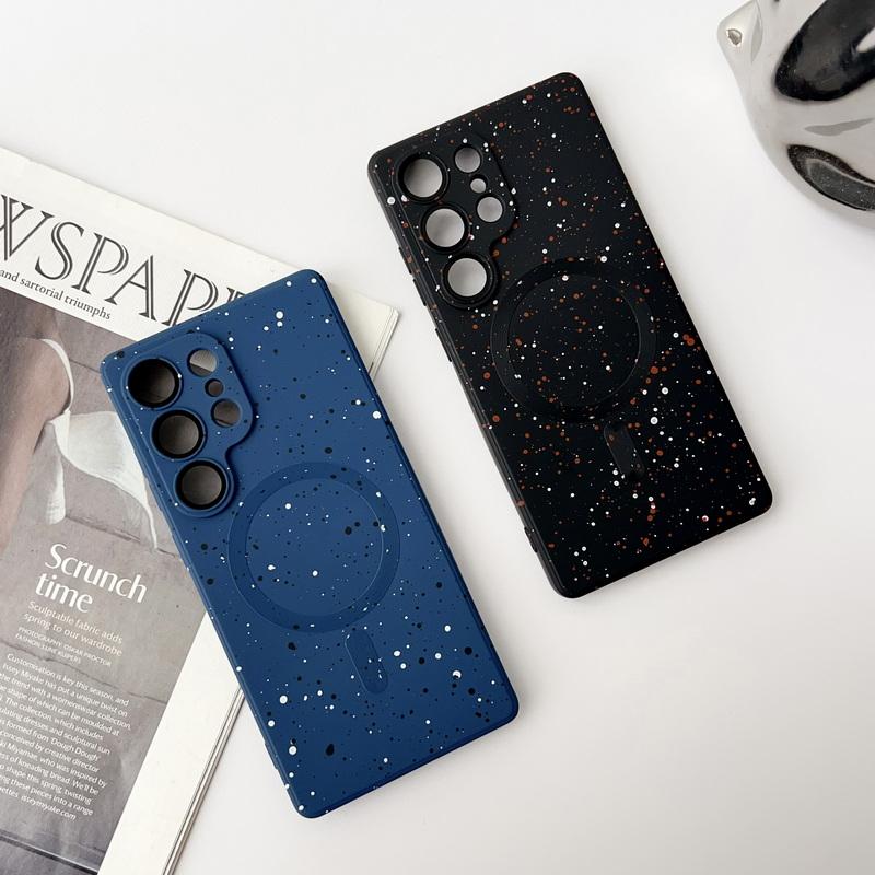 Dot Print TPU Slim Matte Magnetic Case For Samsung Galaxy S25 S24 Ultra S23 S22 S21 FE for Magsafe Soft Shockproof Lens Film Protection Phone Cover
