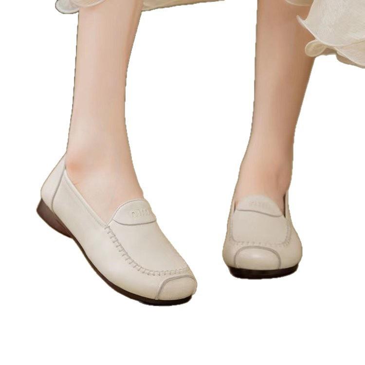 Soft leather shoes autumn new comfortable and wear-resistant beef tendon sole small leather shoes soft sole single shoes