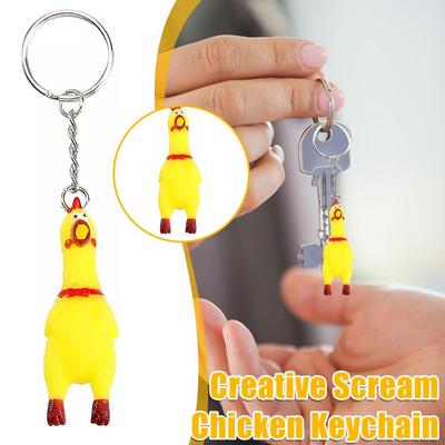 Scream Chicken Voice Chicken Keychain Mini Rubber Squeeze Screaming Chick 1-5PCS Yellow Shrilling Screaming Chicken Keychain