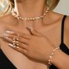 European and American style diamond-encrusted pearl necklace, earrings, and bracelet set – a versatile wedding accessory for evening gowns