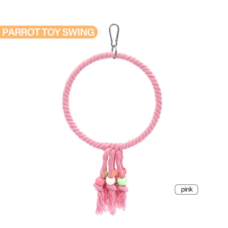 Pet Parrot Birds Cage Toy Parrot Cotton Rope Circle Ring Stand Chewing Bite Hanging Swing Climbing Play Toys