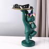 KungFu Bulldog Butler With Tray for Keys Jewelry Stock Storage Nordic Home Decor Dog Statues Resin Sculpture Desk Decoration
