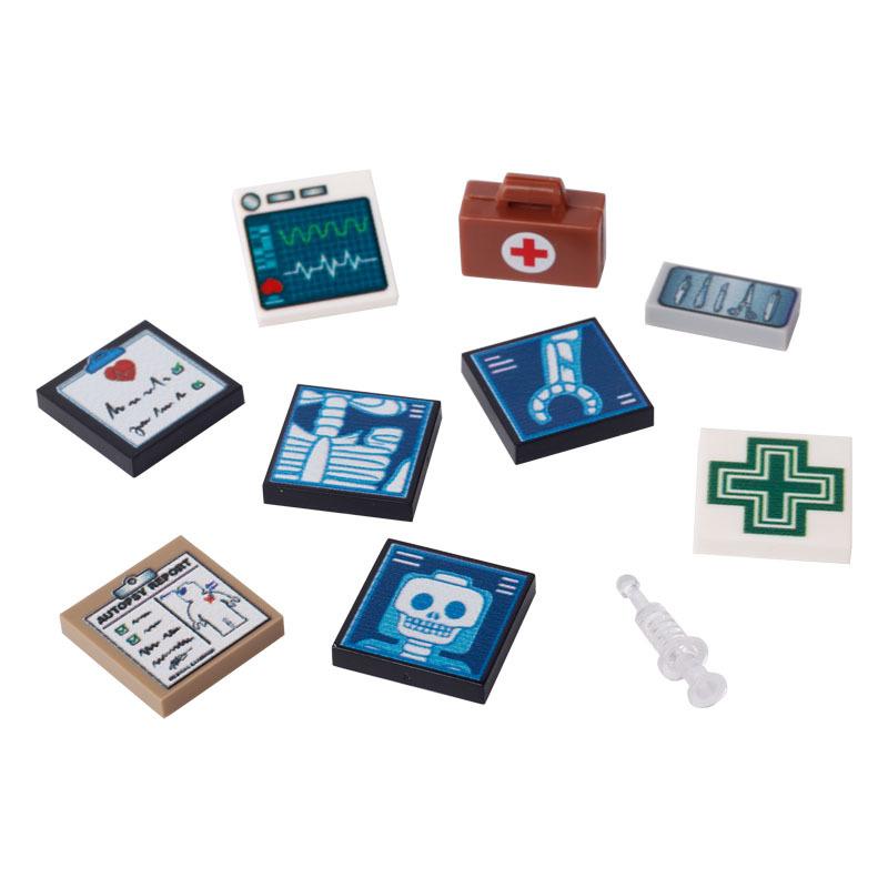 Non-Toxic Moc Printed Medical Equipment Pack Building Blocks Hospital Scene Figures Solider Brick Particle Puzzle Diy Toys Children Gifts
