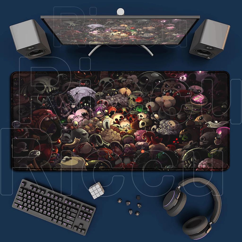 Mauspad Groß The Binding Of Isaac Mauspad HD-Druck Computer-Gaming-Tastaturmatten PC-Gummi-Zubehör Verriegelte Kante Schreibtischteppich