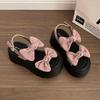 JX fashion one-word buckle with sandals summer platform casual bow one-pedal sandals