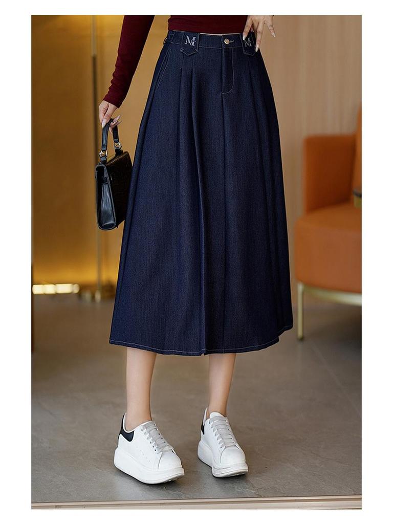 Simple High-Waisted Mid-Length Denim Skirt - 2026 Early Spring Collection, Comfortable, Loose, and Slimming Fit.
