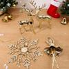 5/1PCS Gold Gazing Deer Elk Ballet Dancer Snowflake Hanging Pendents Xmas Tree Ornaments Party Holiday New Yaer Decor Supplies