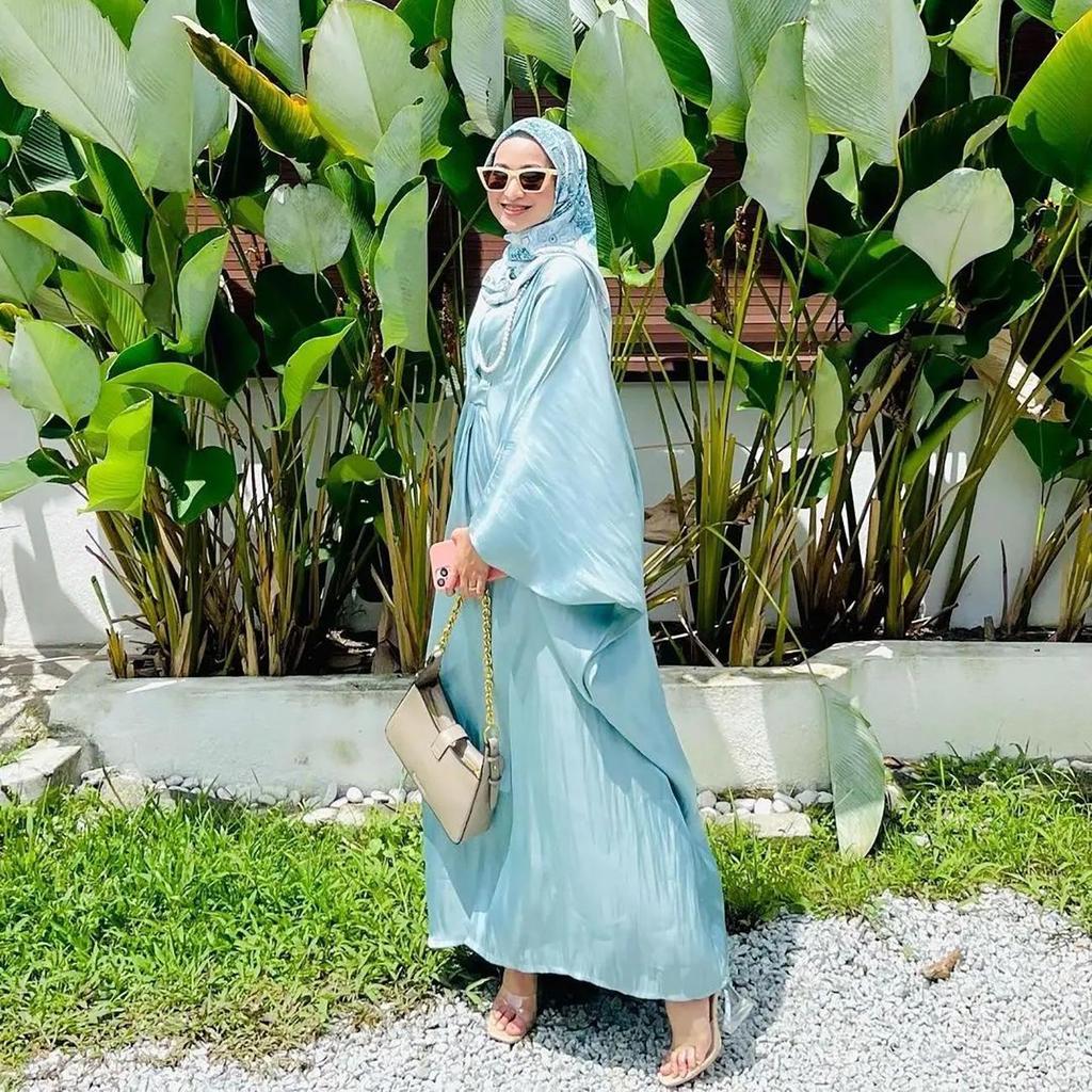 M218#8 Damen Locker Fledermausärmel Langes Kleid - Indonesisch Malaysischer & Nahöstlicher Stil