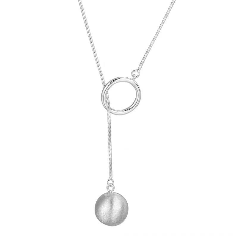 2024 New Style 925 Sterling Silver Round Bead Pendant Necklace for Women - Light Luxury Collarbone Chain