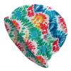 Individuelles Regenbogen Tie-Dye Muster Mützen Beanies Kappen Unisex Damen Unisex Streetwear Winter Warme Strickmütze Erwachsenen Mützen
