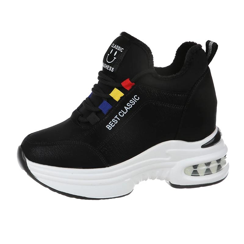 

Женские вулканизированные туфли с толстой подошвой 2024 года, модные универсальные повседневные туфли на платформе, плюшевые теплые зимние женские кроссовки 40 белый