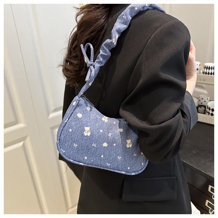 Sweet Japanese Style Cotton Crescent Bag Fashionable Women's Shoulder Handbag Casual Tote KTB