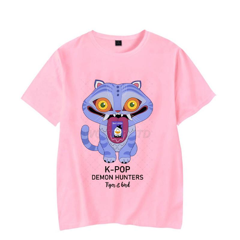 Cartoon Tiger KPop Demon Hunters Shirt Graphic Print T-shirts Women Men Short Sleeve Crewneck Tops Funny Korean Ulzzang Tshirts