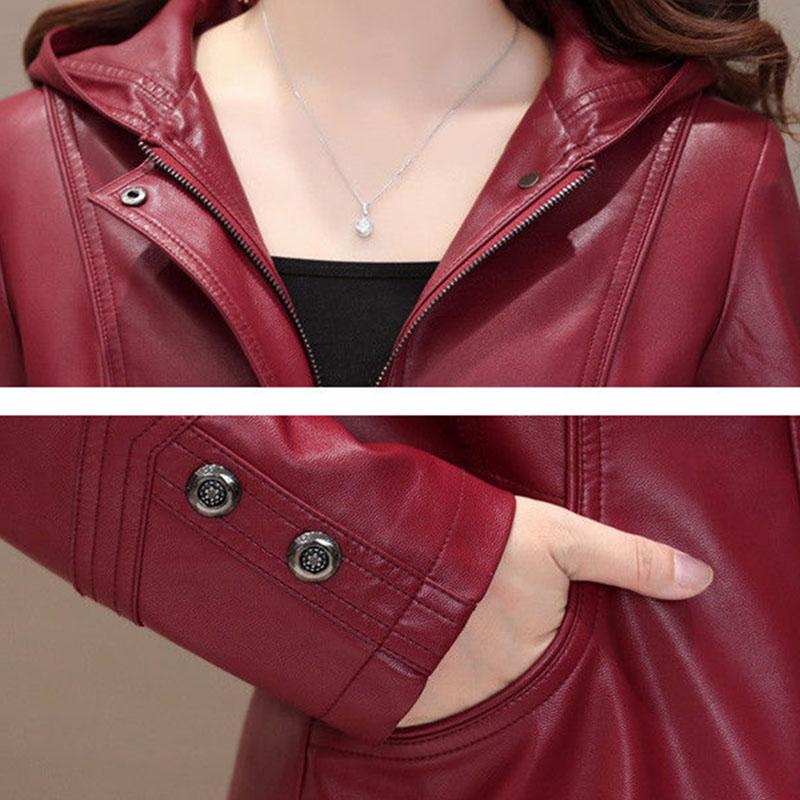 Damska kurtka skórzana z owczej skóry jesień zima Plus rozmiar kurtka z prawdziwej skóry Slim kurtka motocyklowa z kapturem z owczej skóry