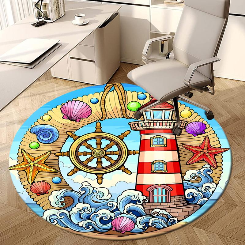 1pc Office Carpet Chair Mats Nautical Seaside Decorative Emblem Perfect for Decorating Office Chairs, Living Rooms, Or Bedrooms.YDT171