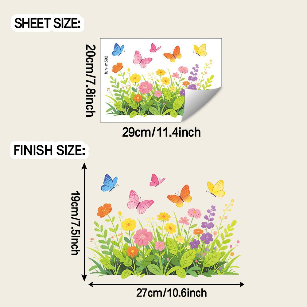 

Cartoon Painted Floral Meadow Butterfly Toilet Wall Sticker Self-Adhesive Removable Waterproof for Bathroom Home Decor Art 20x29CM разноцветный