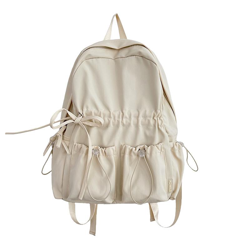 Schoolbag Student Schoolbag Pleated Bag Female Travel Lightweight Cute Bow Schoolbag Junior High School Girls College Student Backpack