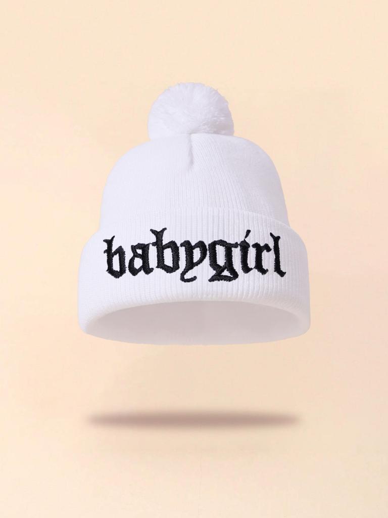 Autumn And Winter Thin Knitted Hat Men'S And Women'S Embroidered Wool Cold Hat Student Shopping Sweet Cute Pullover Hat