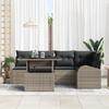 Ensemble de canapé de jardin de 6 pièces avec coussins en rotin poly gris, Canapé de jardin 2 places avec rangement et 3357382