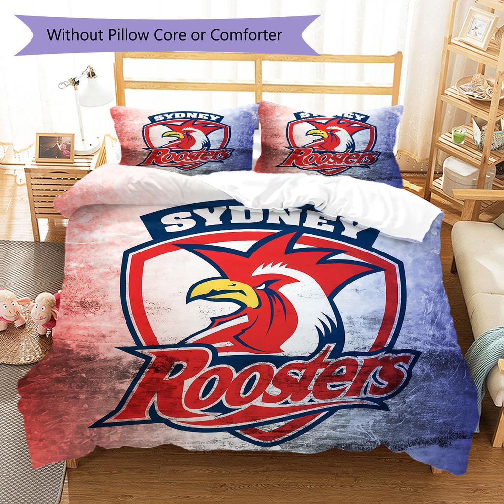 Sydney Roosters Legacy Bedding Quilt Set Quilt Cover Pillowcase Home Decoration Birthday Gift (1 * Duvet Cover + 2 * Pillowcase, Without Core)