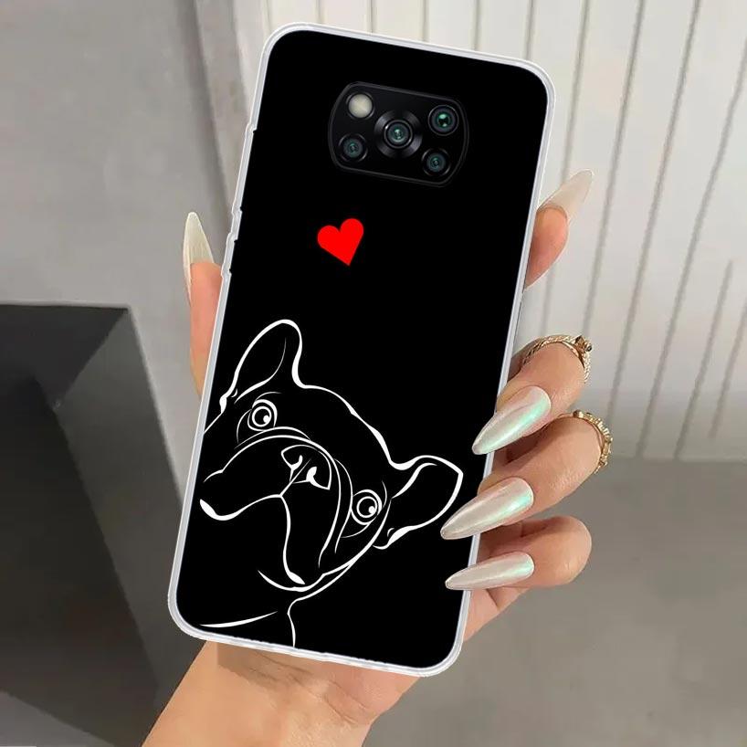 French Bulldog Black White Phone Case for Xiaomi Poco X5 X6 X7 Pro F7 Ultra M7 Redmi 15 15C 13 13C 12 12C 10 10A 10C 9 9A 9C 9T