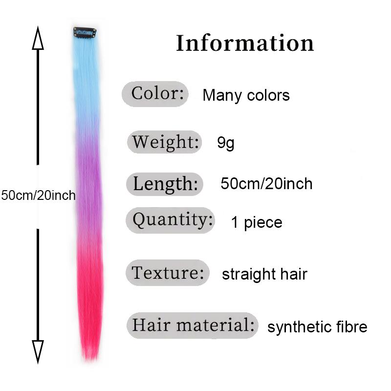 One Card Gradient Hanging Ear Dye Three Color Hair Extension Wig BB Clip Colored Wig Women's Synthetic Wig Halloween Music Festival Party Use