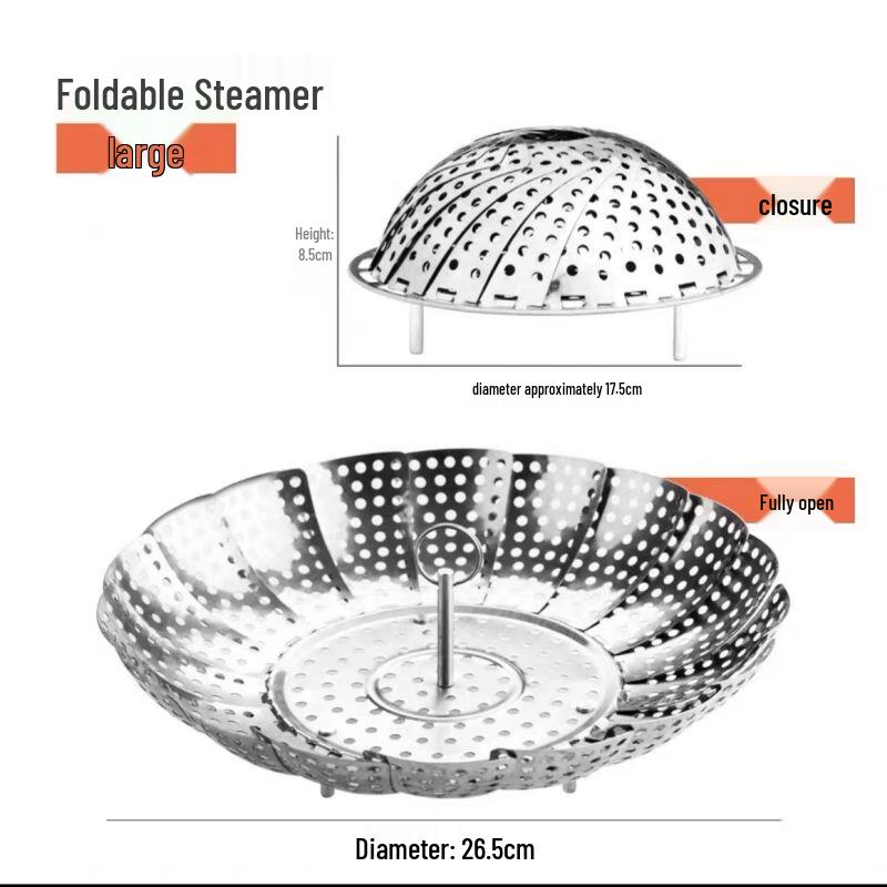 Qianxing Stainless Steel Foldable Lotus Steamer Basket