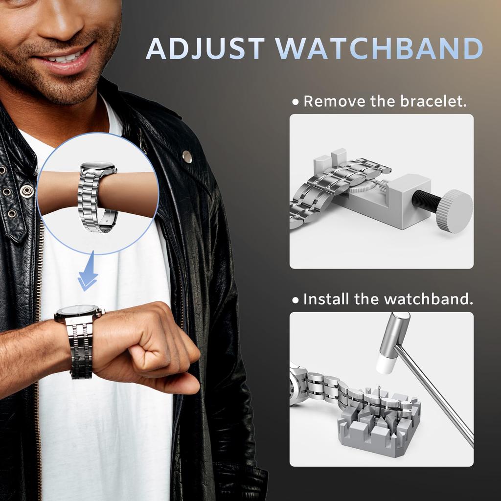 JOREST Uhrenwerkzeug Uhrenreparatur Uhrenbatteriewechsel Stift Uhrenarmband Uhrenbatterie Uhrenboden Uhrenöffner Uhrengehäusedeckelverschluss Federsteg