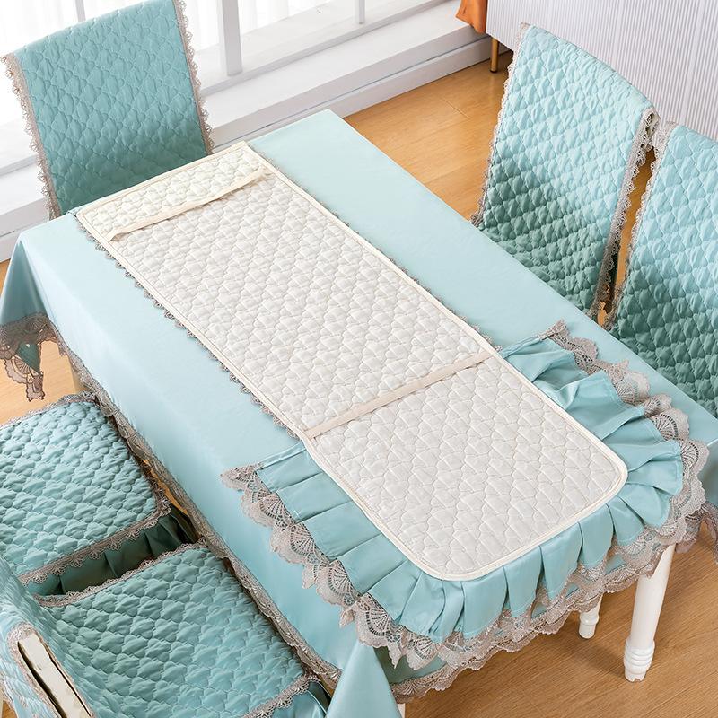 European Ins Style Quilted Dining Chair Dustproof Mat Universal Lace Chair Cover Non Slip and Easy To Clean Dining Chair Mats for Home Restaurants