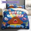 Hey Duggee Muster Bettwäsche Bettdecken-Set Heimdekoration Geschenk (1 Bettbezug + 2 Kissenbezüge (ohne Füllung))