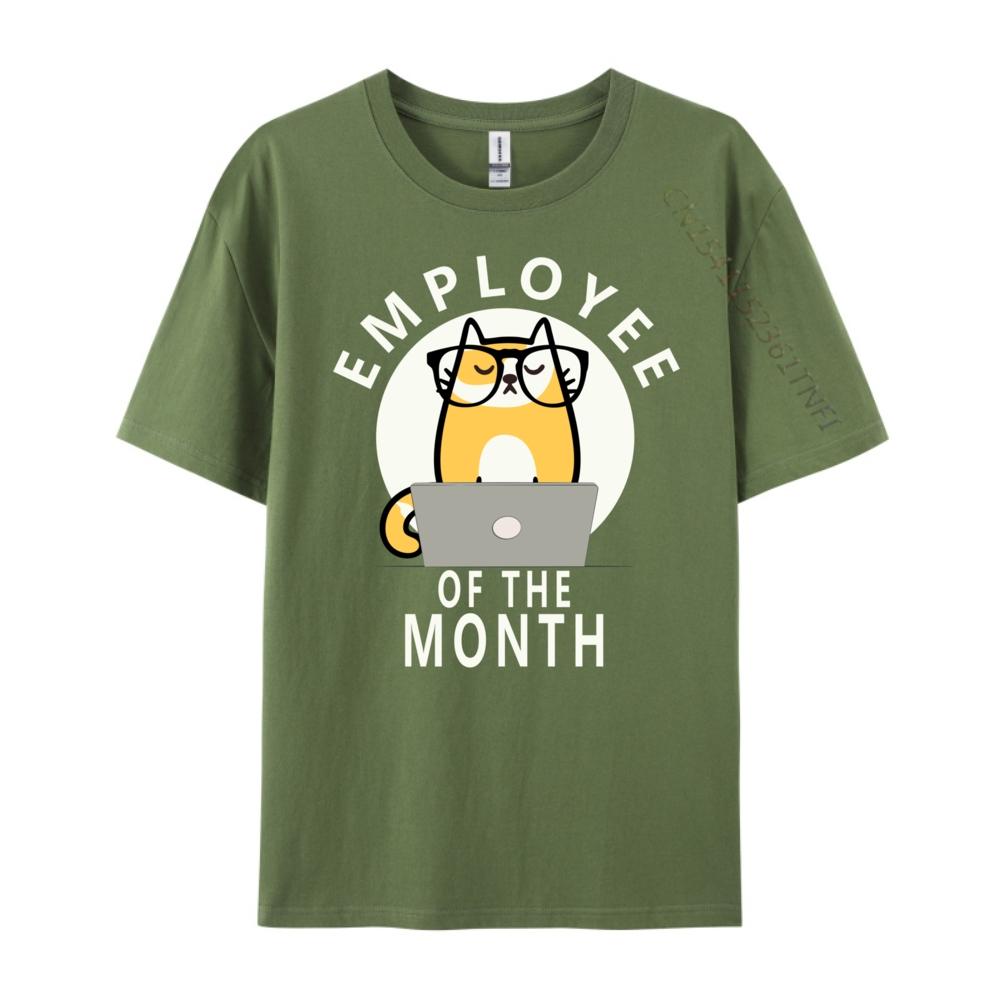 Funny Employee Of The Month Work From Home Cat Computer Designer Clothes Men Youth Limited Time Special White T Shirt