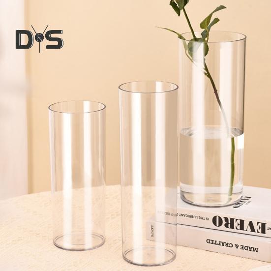 Clear Cylinder Flower Vase Wedding Party Dining Table Centerpiece Hydroponic Flower Holder Transparent Plants Container Decoration