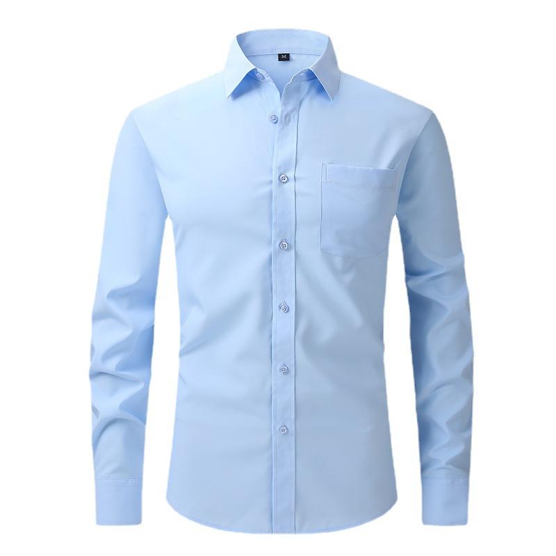 Spring and Summer Elastic US Size Shirt Men's Long Sleeved Business Casual Office Dress Thin Shirt